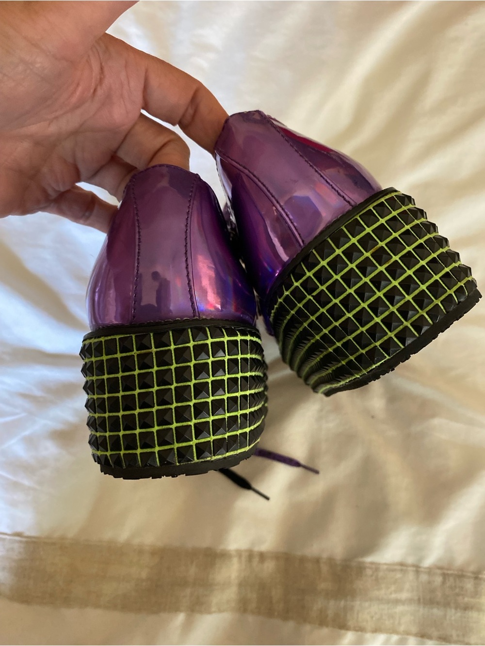 T.U.K. X Dolls Kill Iridescent Purple Creepers Platform Pastel Goth Size W8 M6 - Picture 5 of 11
